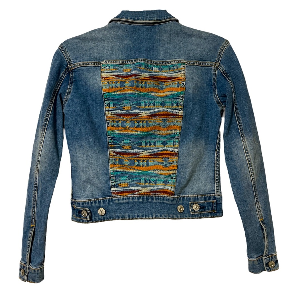 LuLaRoe Harvey Aztec Boho Denim Jacket—XXS